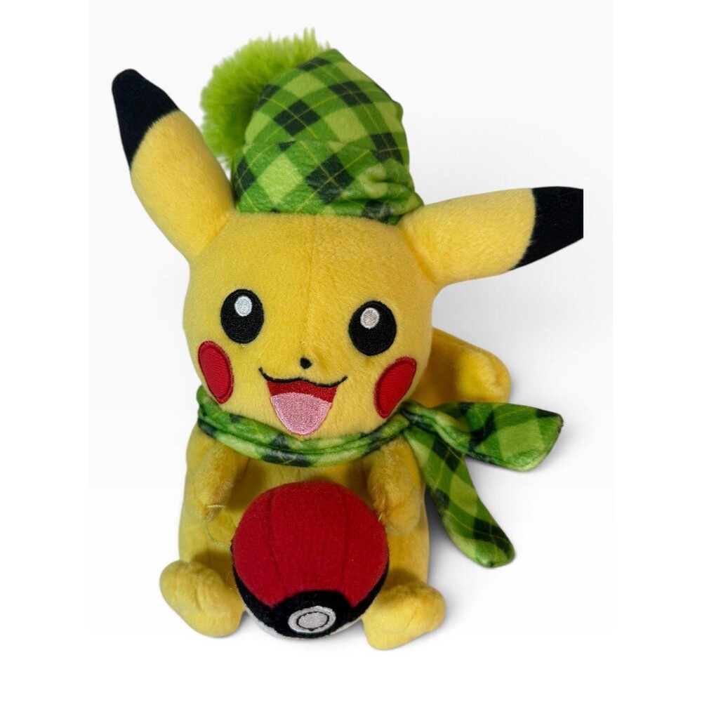 Holiday Pikachu w Poke Ball Officially Licensed Tomt Pokemon Plush 2017 10”